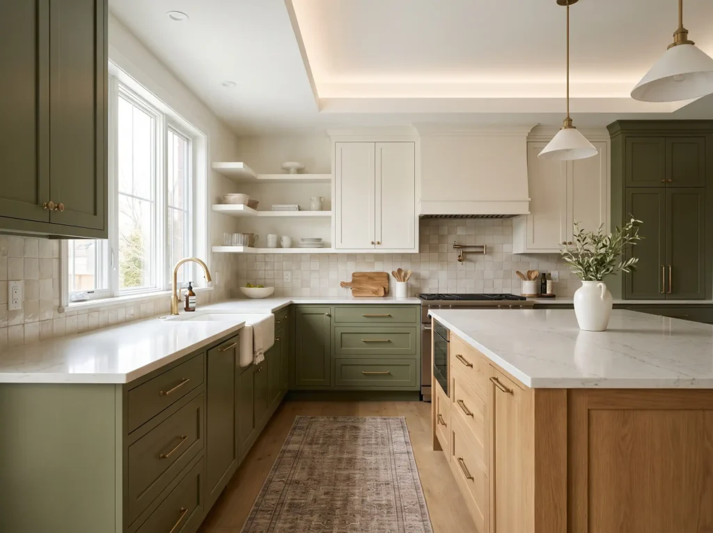 Green kitchen cabinets design K